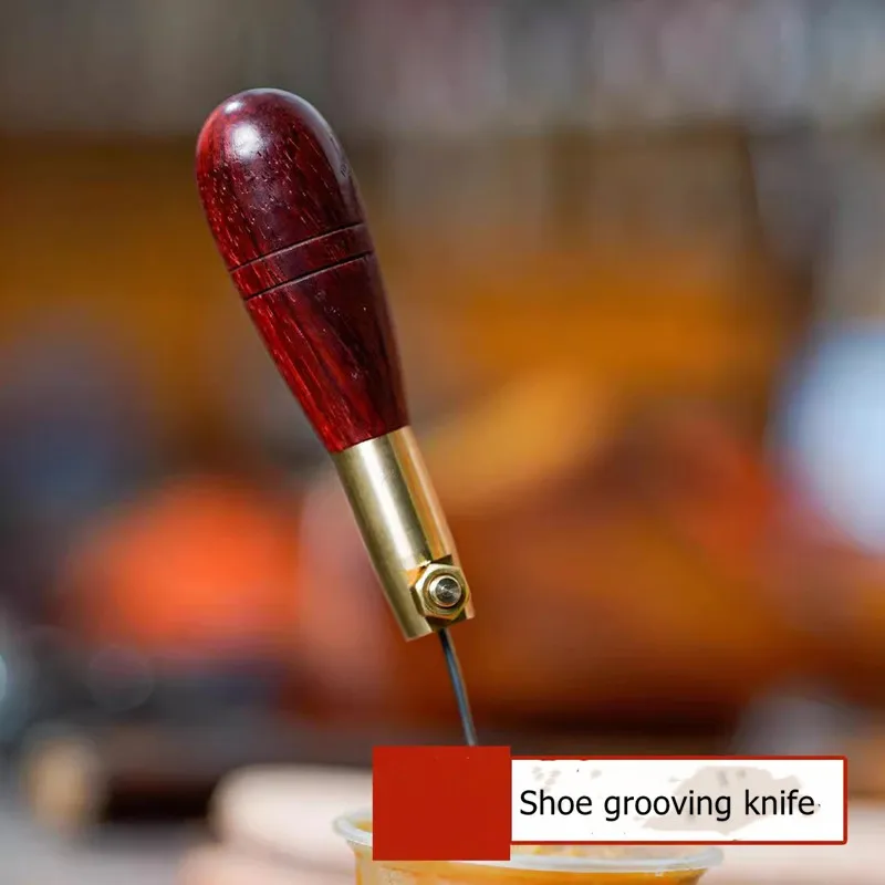 Sandalwood Sewing Awl W/ Solid Brass Ferrule - Hand Stitching Tool For Shoemaking Sole Repair And Leather Craft DIY Tools