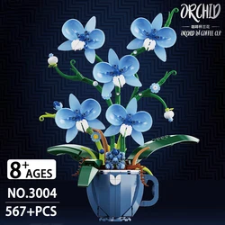 Coffee Cup Orchid Potted Building Blocks Bouquet Home Desktop Decoration Flower Puzzle Toy for Childrens Creative Holiday Gift