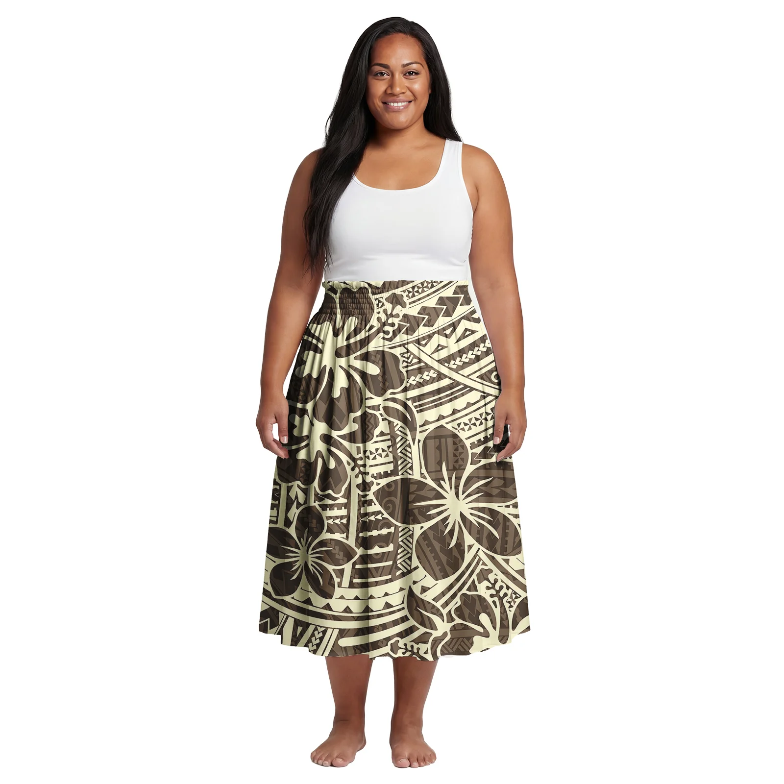 2026 Spring New Custom Elastic Waistband Design Women Skirts Samoan Polynesian Elegant Oversize Ladies Dress Party Aloha Skirts - view 2