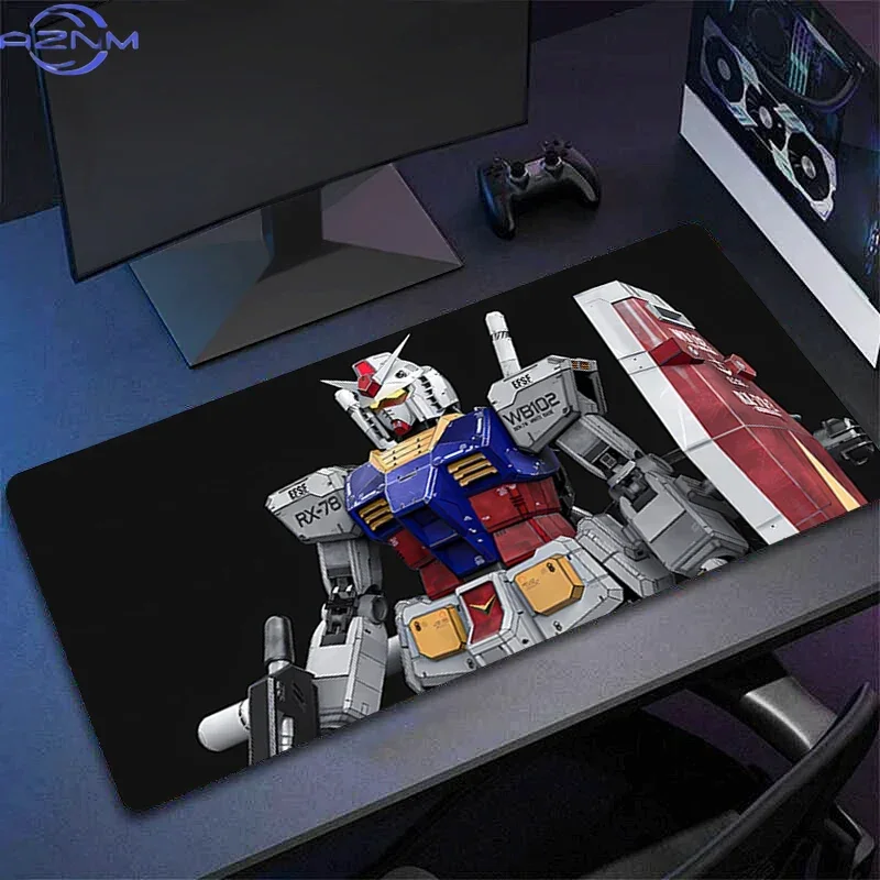 Black Background 3D Style Colorful Mecha Robot With Shield and Gun Mouse Pad, Rubber Non Slip Backing, Smooth Surface Gaming Des