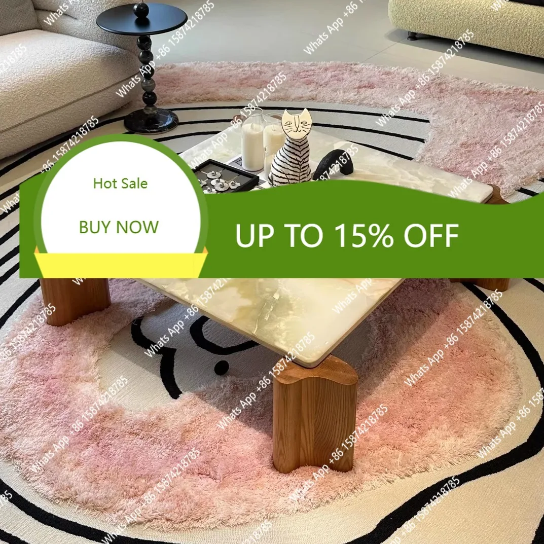 

C69 Celadon Green Marble & Solid Wood Square Table, Nordic Wabi-Sabi Minimalist Design, Heat&Scratch Resistant, Artisan, Customi