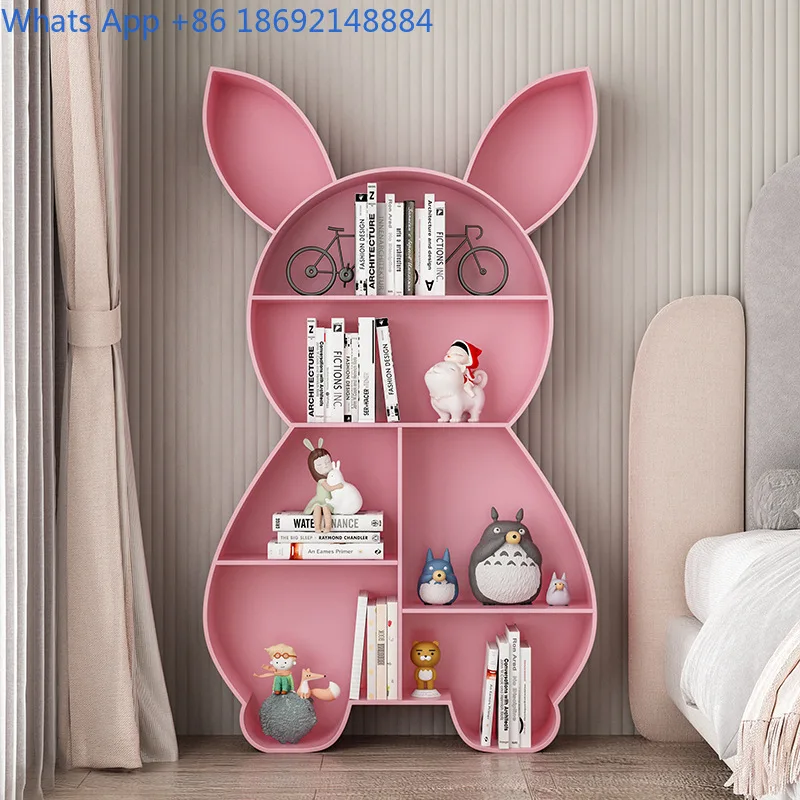 Iron Creative Animal Shape Bookshelf School Rabbit Picture Book Rack Reading Room Storage Organizer