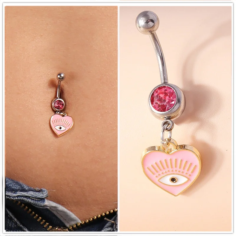 Aihua Böhmen Hamsa Hand baumeln Nabel Ring Chirurgenstahl türkische glückliche blaue Augen Bauchnabel Ring Piercing Ombligo Körperschmuck – Detail 6