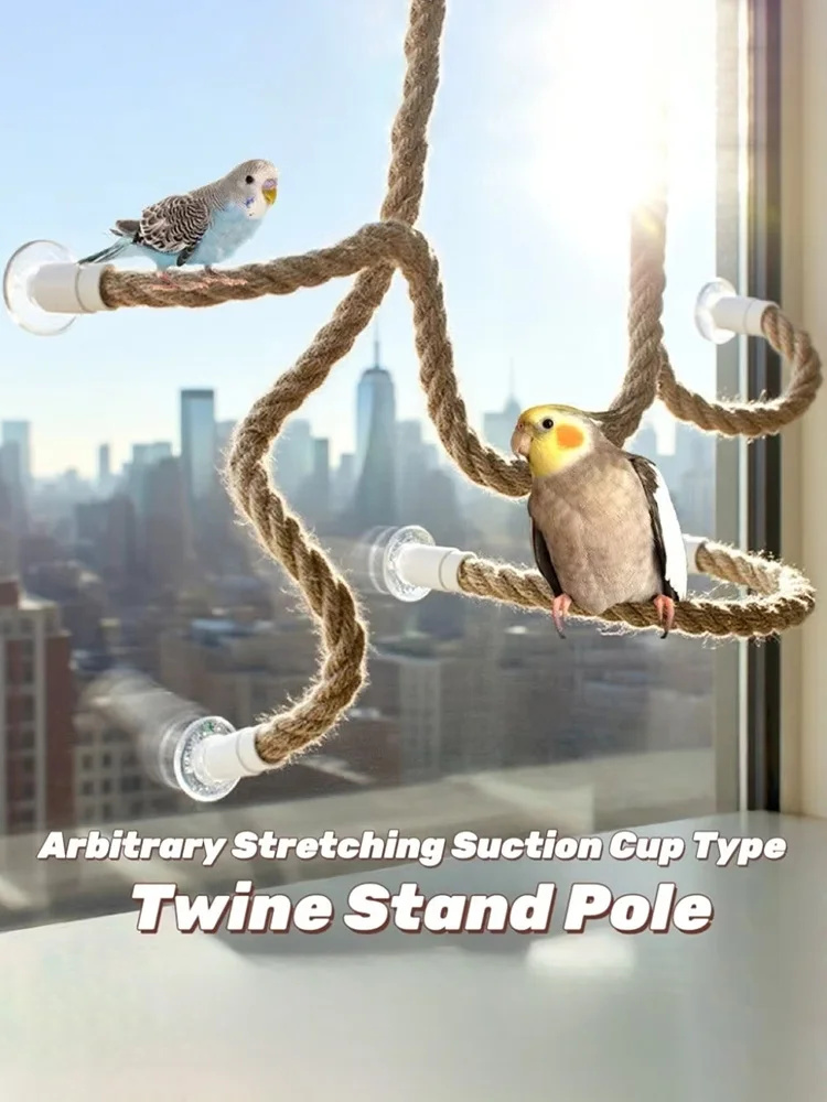 Linen Rope DIY Bendable Perch for Birds Non-slip Comfortable Grip Suction Cup Bird Climbing Rope Stable Durable 2026