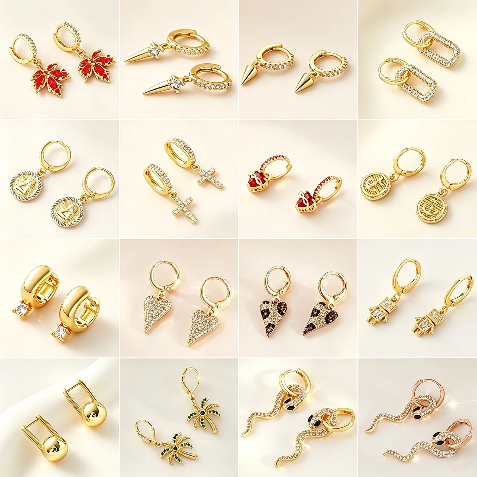 SUNSLL 5Pcs Lot Fashion Gold Silver Plated Zircon Inlaid Hoop Earrings Daily Commute Party Wear Jewelry Perfect Gift For Women