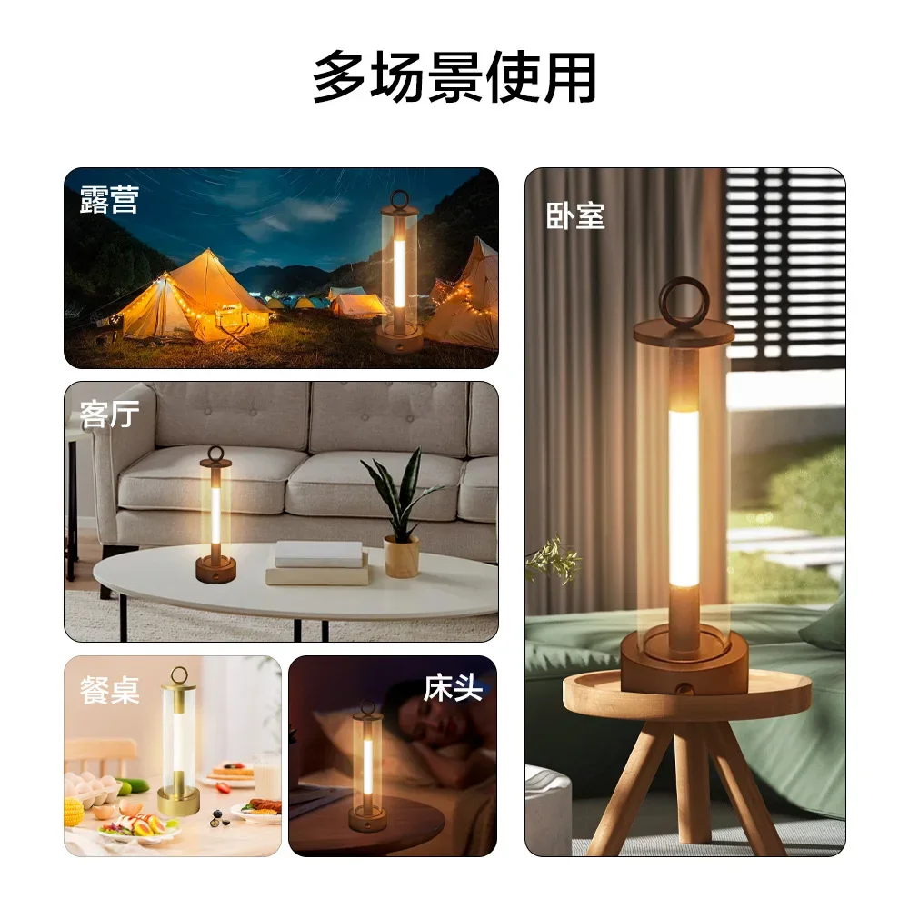 USB Recarregável LED Night Light, Lâmpadas de Mesa, 3 Cores, Toque, Metal Table Lamp, Cabeceira, Ao ar livre, Jantar, Luzes Escritas, Room Decor Gift