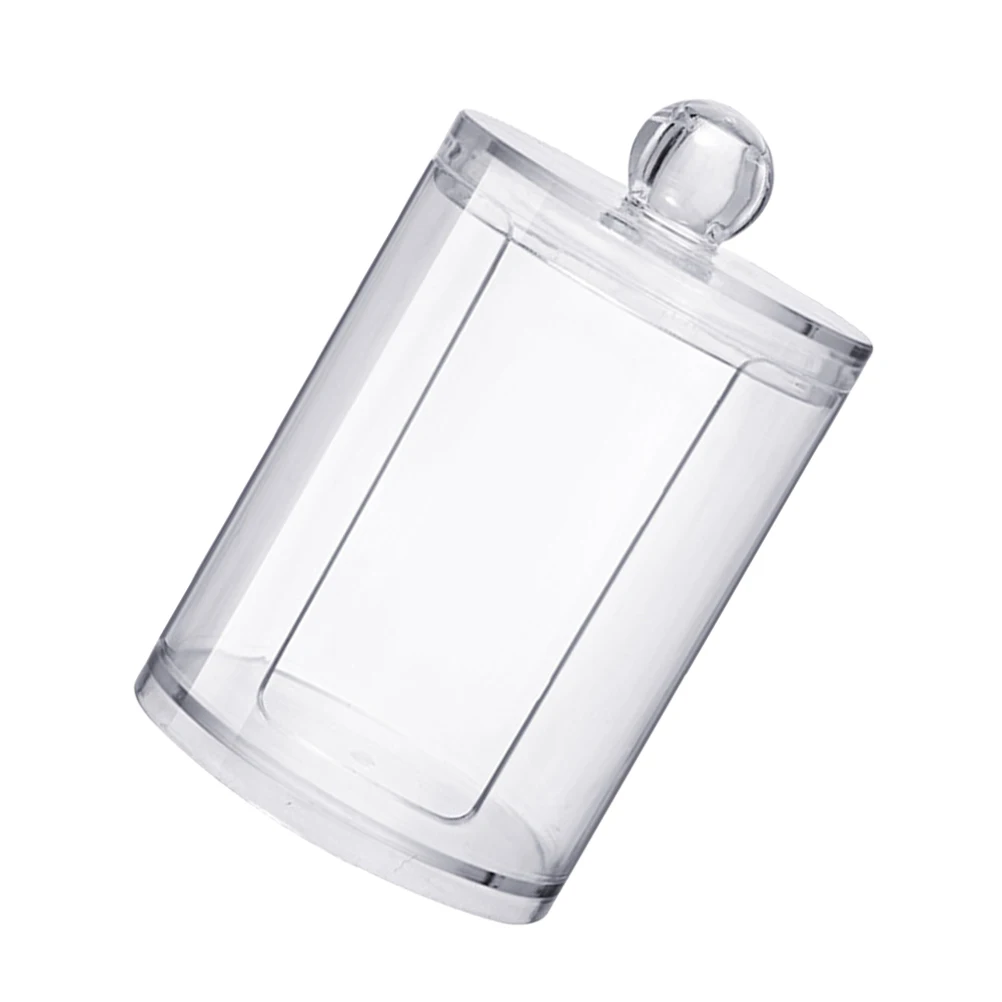 

Plastic Round Holder for Cotton Pads Transparent Lid Easy Open Storage Box