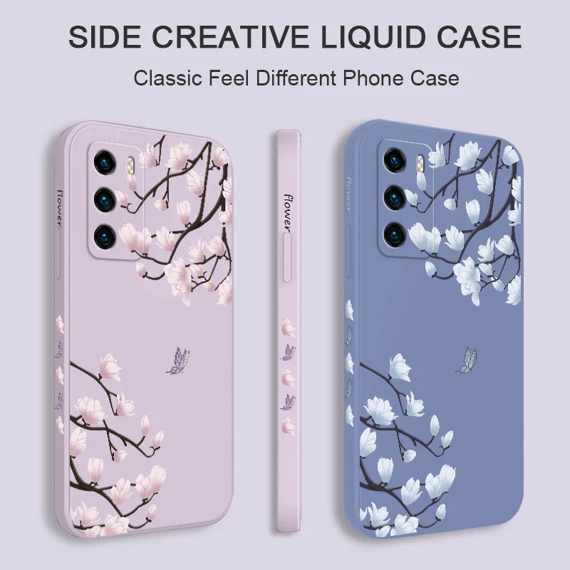 Tree Branch Phone Case For Huawei P40 P50 P30 P20 Pro Lite Nova 5t Y7A Mate 40 30 20 Pro Lite Liquid Silicone Cover