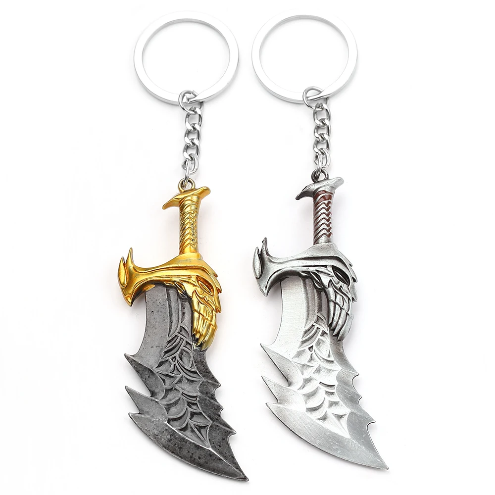 God Of War 4 Keychain Fashion Kratos Axe Demon Knife Weapons Model Keyrings Chaveiro Men Car Pendants Key Accessory