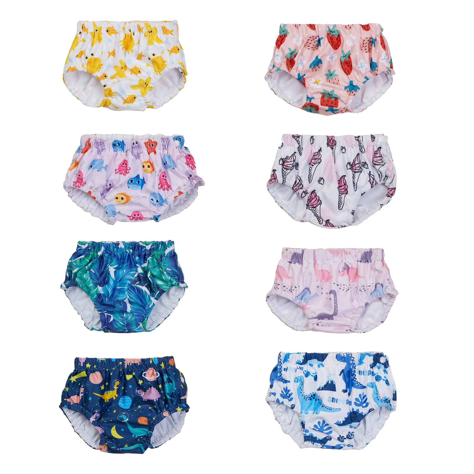 Baby Reusable 1PC Swimming Diapers Boys or Girls Cartoon Print Swimwear Children Elastic Waistband Summer Swimming Nappy Pants