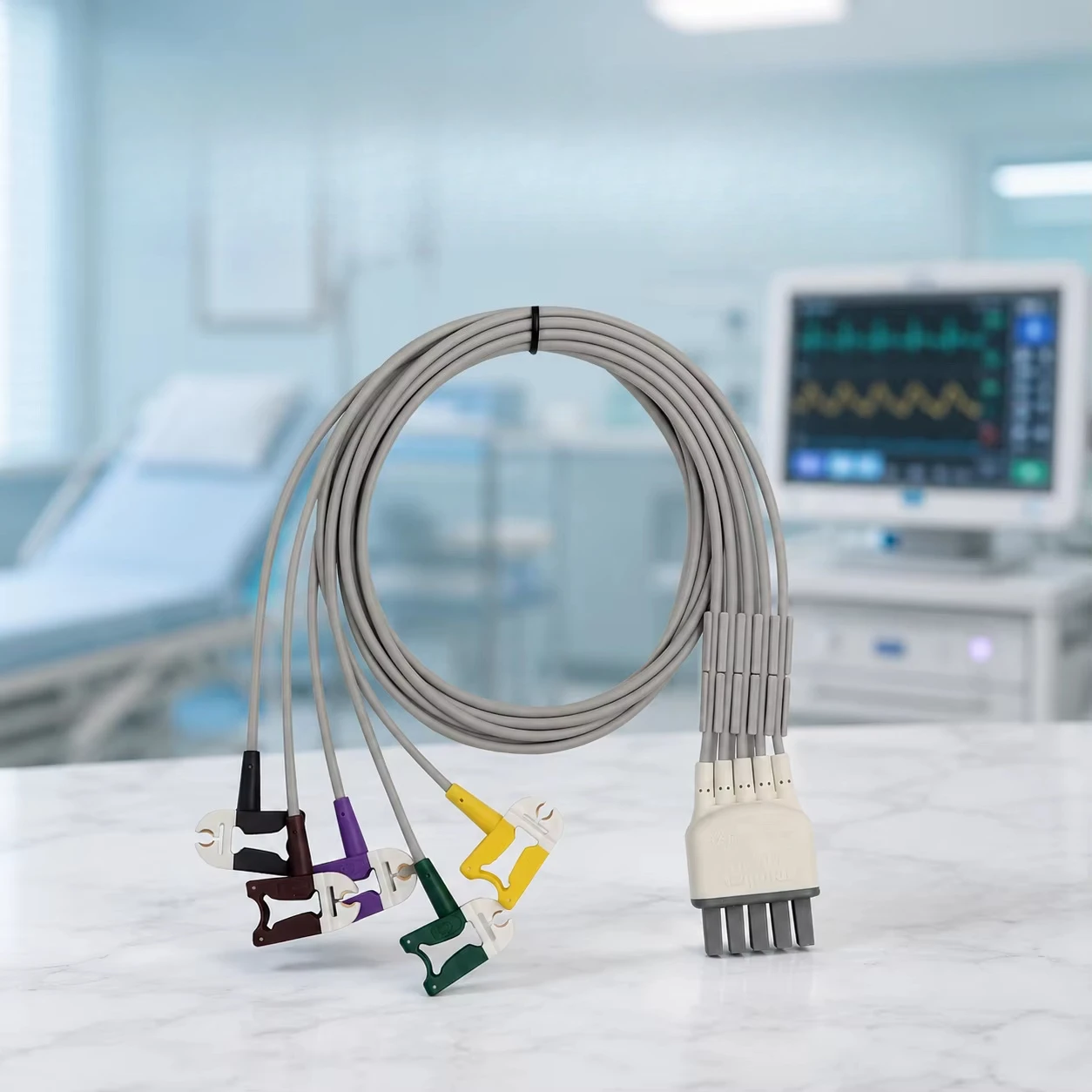 5-Lead Chest Leadwire Clip Type 0.6m Medical Grade for Patient