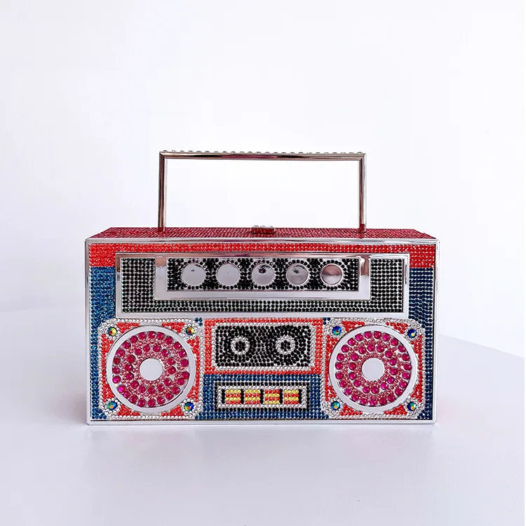 Imagem -02 - Strass Evening Box Bolsa Boombox Clutch Bolsa de Diamantes de Cristal Bolsa Tote Jantar Casamento