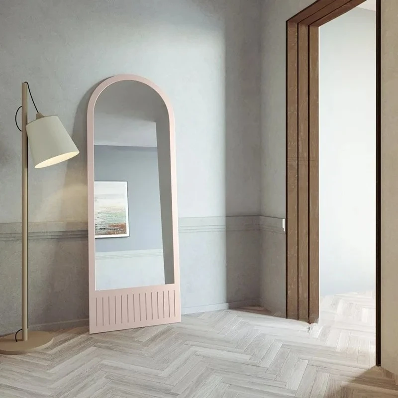 French Style High-Value Full-Length Mirror Floor Mirror Home Use Arched High-End Wall-Mounted Living Room Dressing Mirror