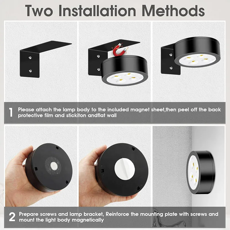 ضوء صورة يعمل بالبطارية، ضوء طلاء LED مغناطيسي مع مؤقت تحكم عن بعد، 3 أوضاع إضاءة، ضوء عرض فني باللون الأسود #5
