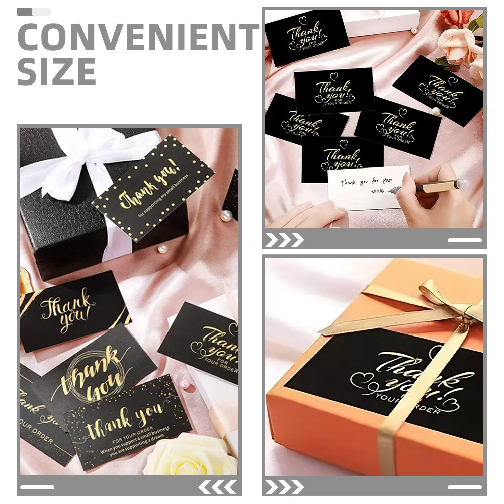 300Pcs Black Thank You Cards for Business Small Size Mini Thank You Notes for Supporting Small Business Appreciation Cards