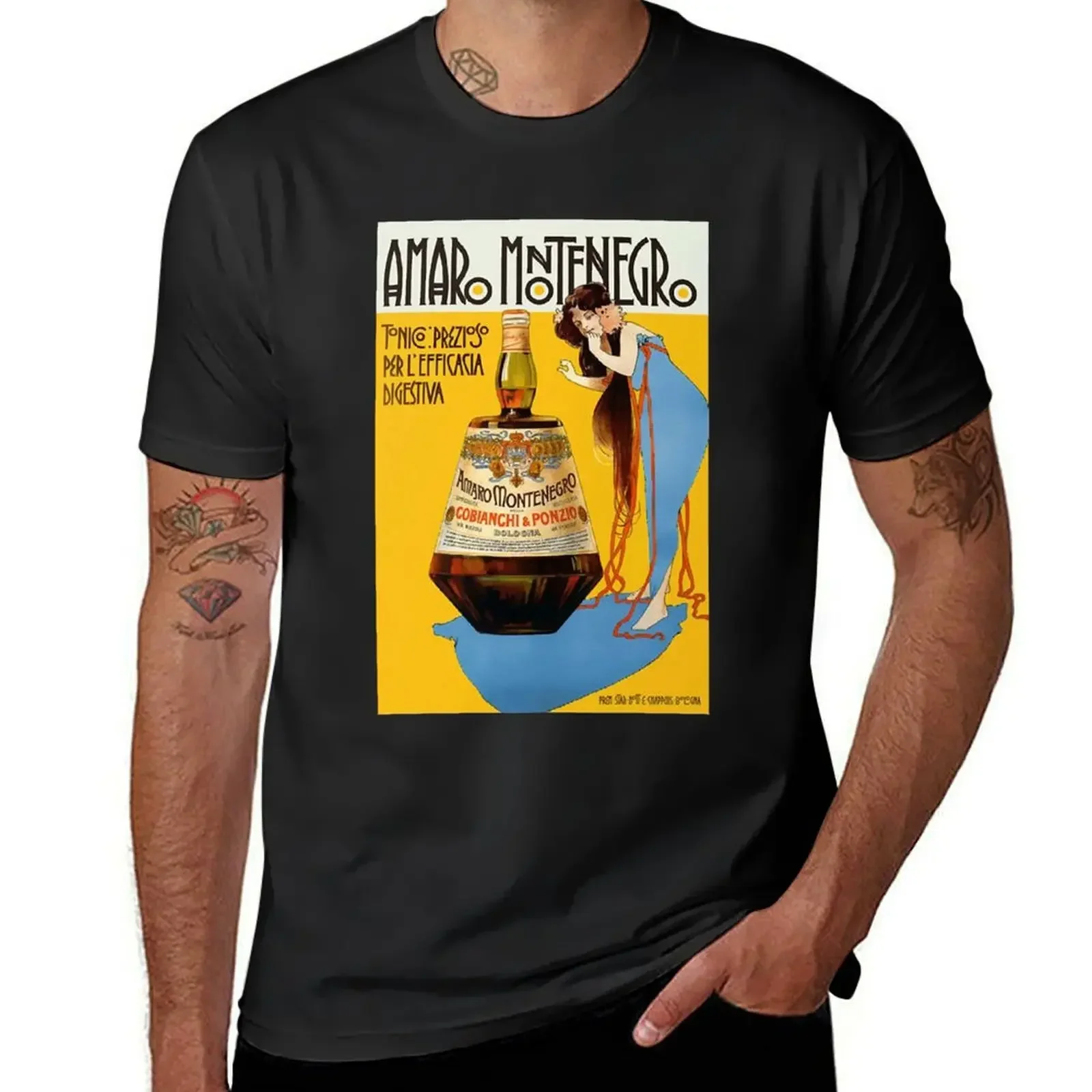 Amaro Montenegro Vintage Food&Drink T-Shirt customizeds Blouse plain black t shirts men