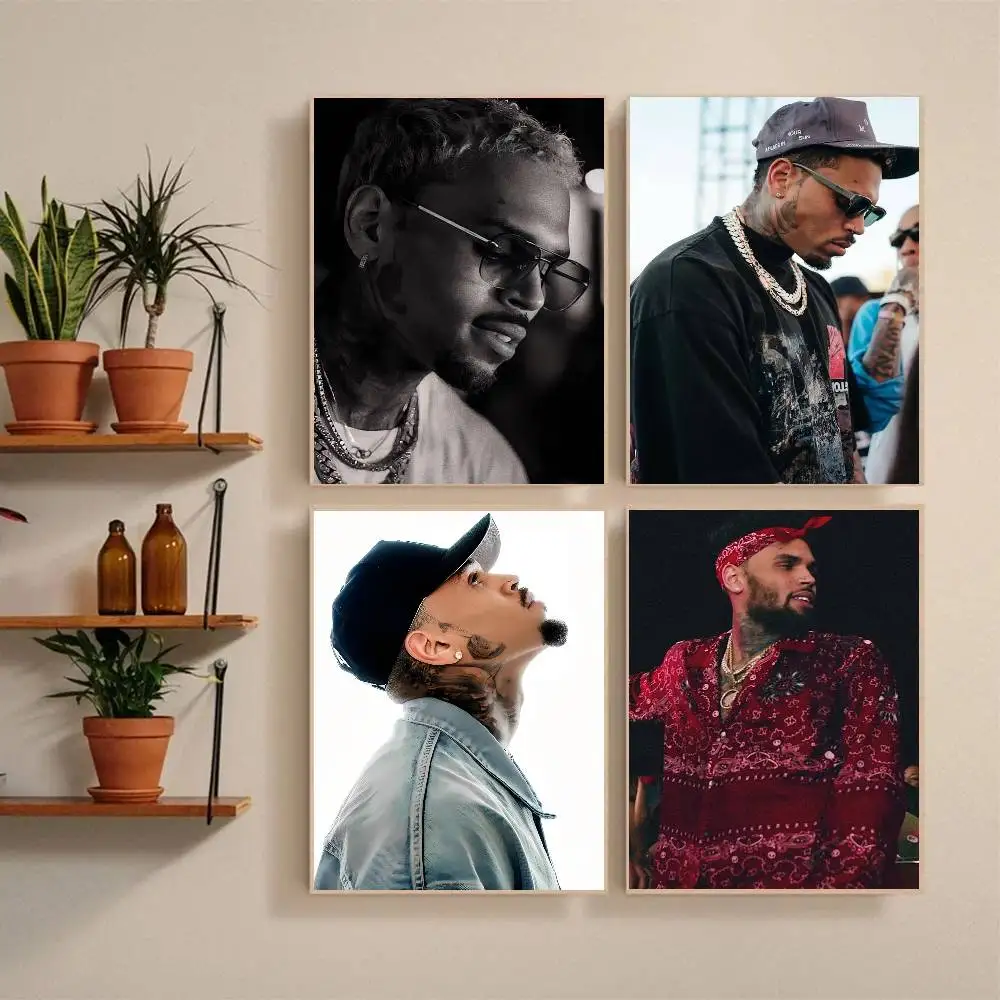 1 قطعة C-h-ris B-r-own ملصق ذاتي اللصق فني مقاوم للماء ورقة ملصق مقهى بار غرفة جدار ديكور #2