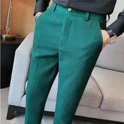 Pantalones de traje para hombre, pantalón informal de negocios, moda de alta calidad, Color sólido, 28 a 36, primavera y verano, 2023