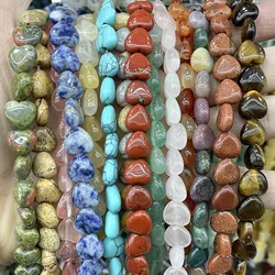 10MM Natural Heart Shape Agates Quartz Jades Turquoises Aventurine Loose Spacer Beads For Jewelry Making DIY Bracelet Accessorie