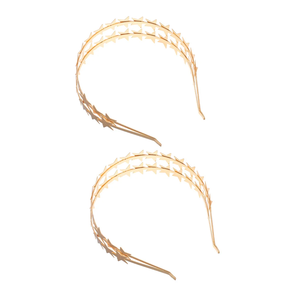

2Pcs Double Layer Star Headbands Bridal Wedding Hair Hoop Glitter Star Hairband for Women Girls Girls Headbands