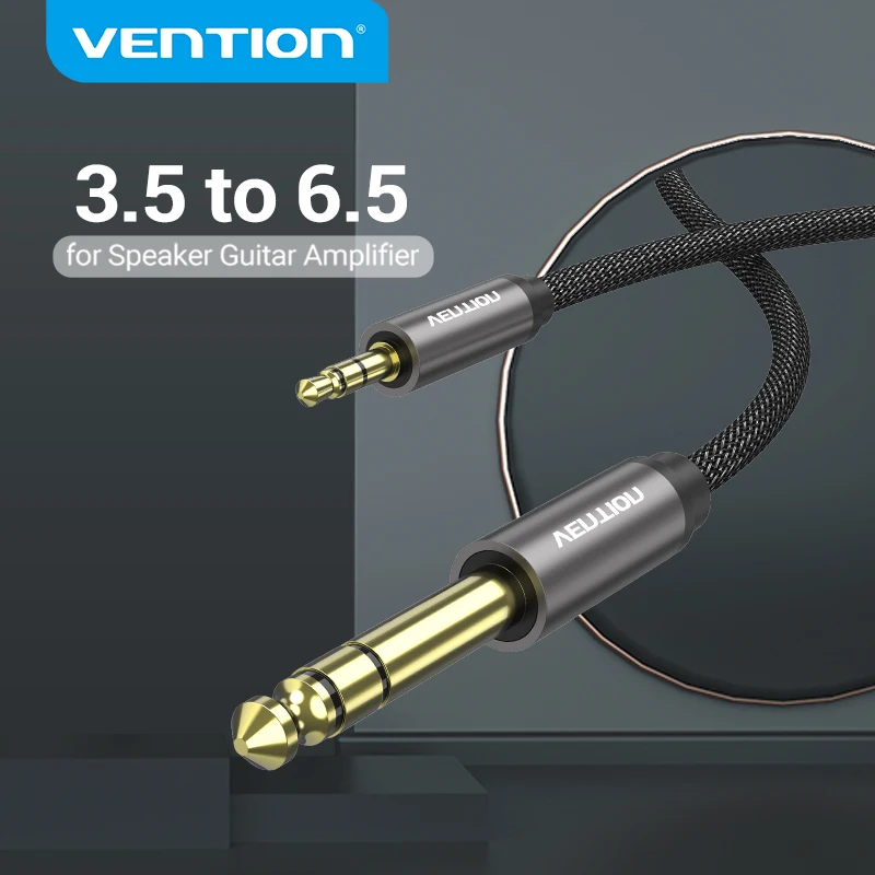 Vention 3.5mm to 6.35mm Adapter Aux Cable for Mixer Amplifier CD Player Speaker Gold Plated 3.5 Jack to 6.5 Jack Male Audio Cabl