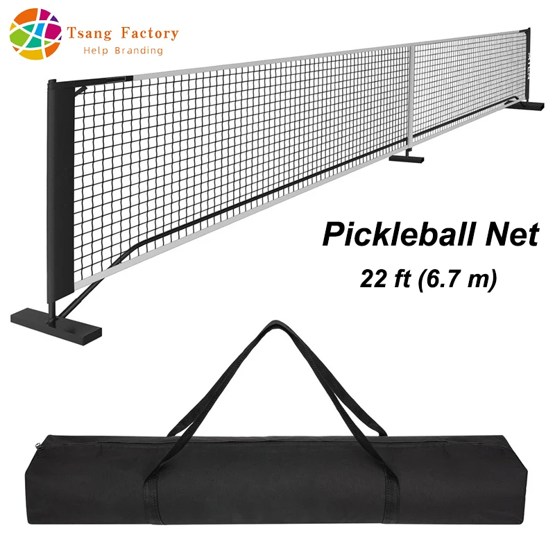 

22Ft Portable Pickleball Net System with Carrying Bag Outdoor Black Durable Beginners 670cmx91cm Metal Frame Stand Easy Setup