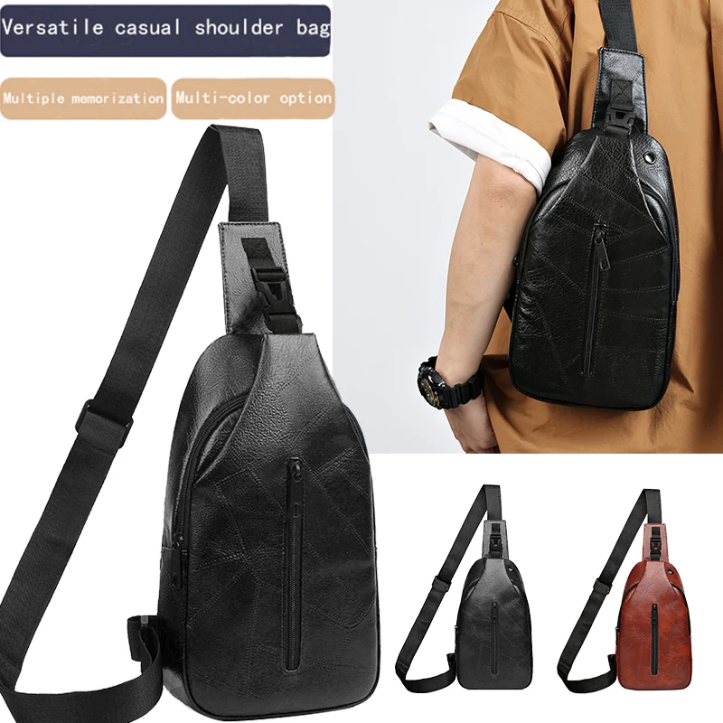 

Men's and women's chest bag, sports travel single shoulder bag, simple cross-body backpack, PU material