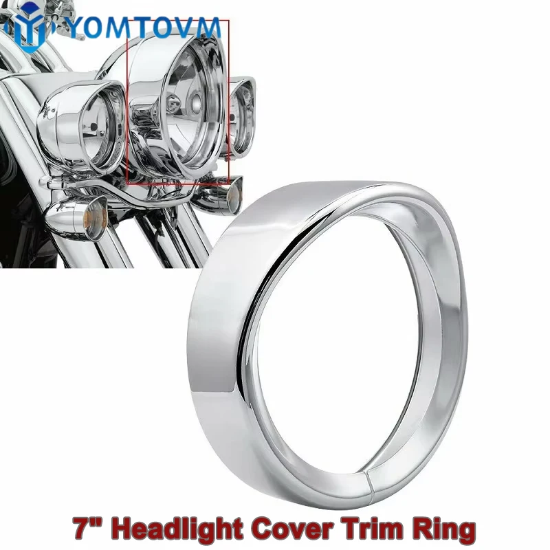 

Motorcycle 7" Headlight Cover Trim Ring Headlamp Bezel Decorative Black/Chrome for Harley Touring Street Glide Road 1983-2013