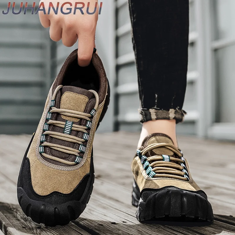 

Mens Outdoor Climbing Trekking Sneakers Men Hiking Shoes Leather Nonslip Workwear Shoes Casual Walking Shoes Wear-resistant