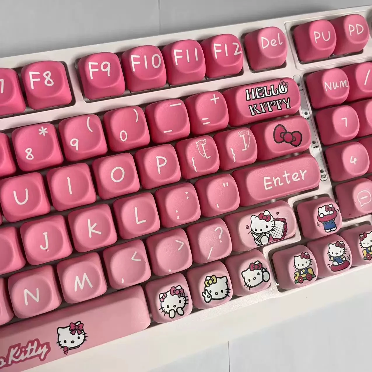 New Anime Sanrio Hello Kitty Keycaps Original MOA Profile PBT Heat Sublimation Cute MX Switch Gaming Mechanical Keyboard Caps