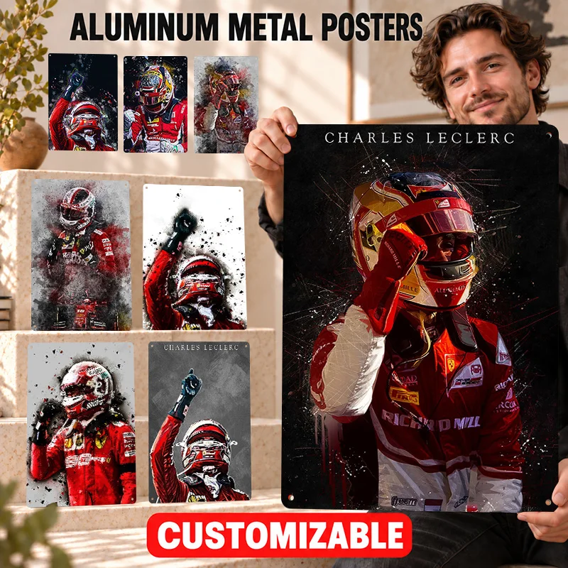 Charles Leclerc Monegasque Race Car Driver Printed Posters Personalized Aluminum Metal Sign Wall Art For Garage Or Home Office