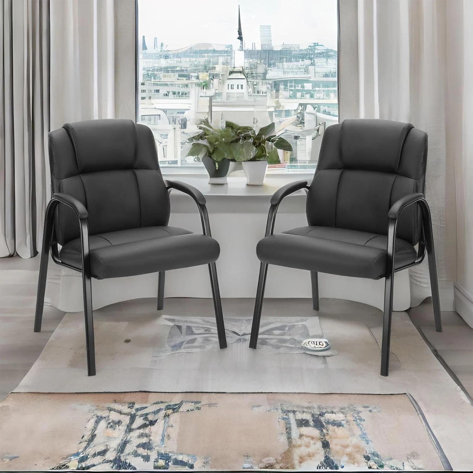 MCQ PU Leather Padded Backrest  Ergonomic Office Chair Waterproof Thickened Cushion and Durable Steel Structure Chair For Office