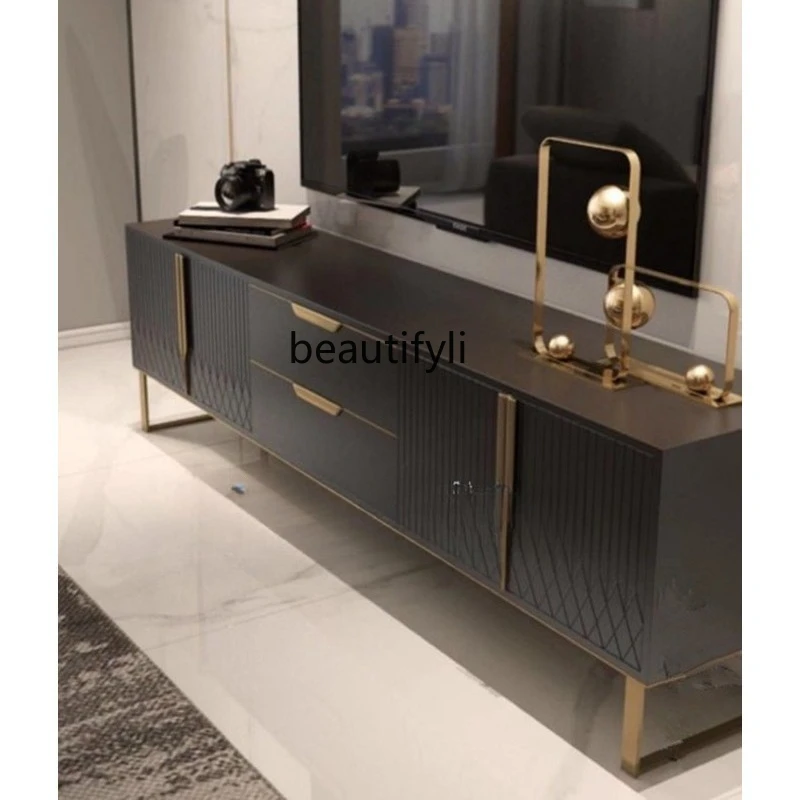

Light luxury American solid wood TV cabinet metal foot dining side cabinet design creative TV cabinet