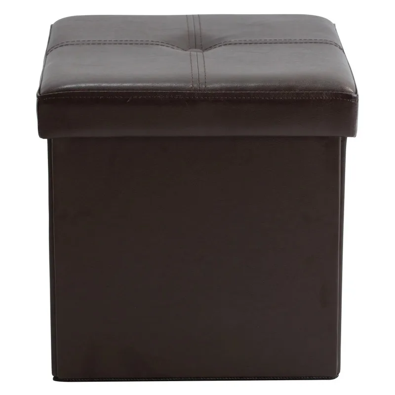 

Faux Leather Folding Storage Ottoman Cube in Chocolate