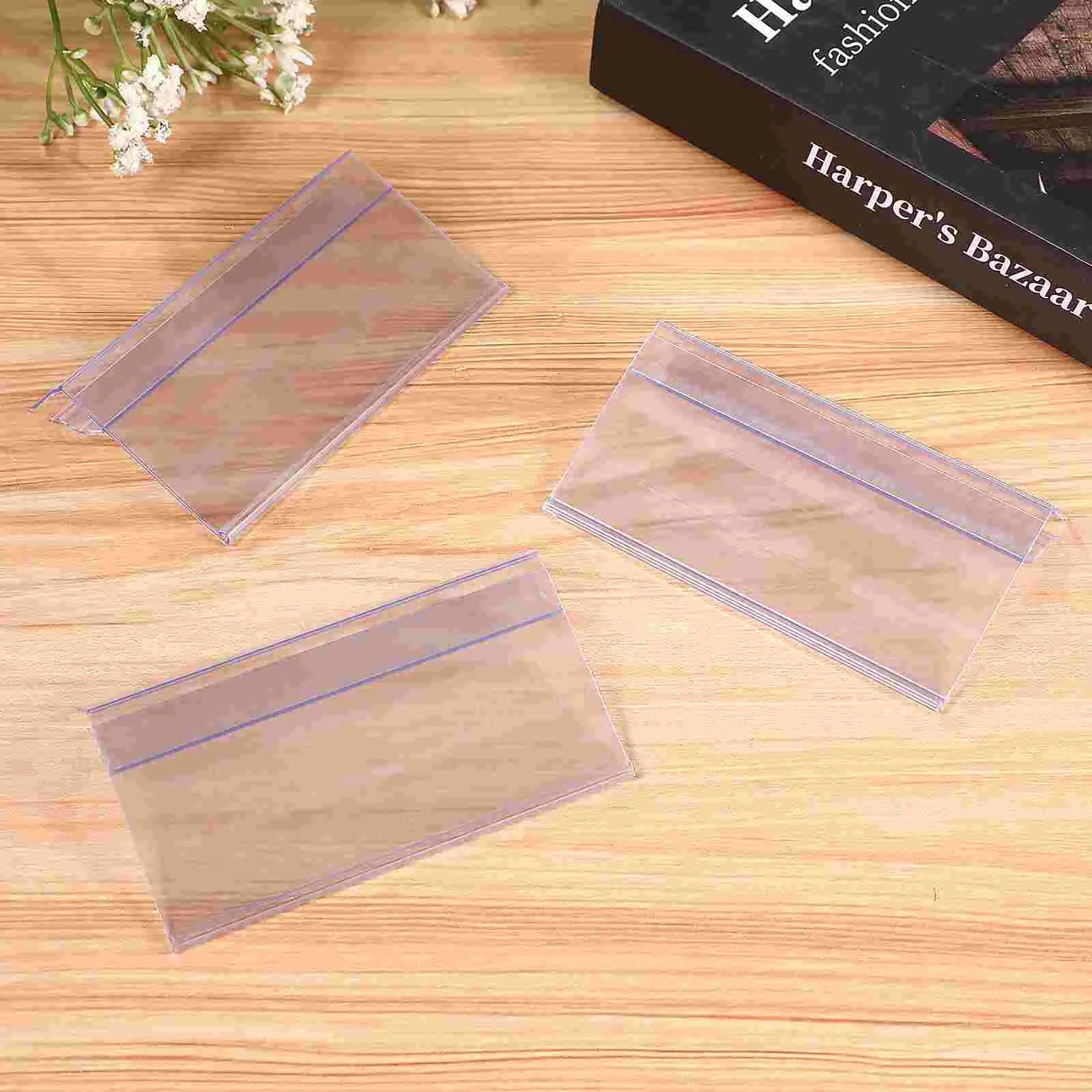 30 Pcs Price Tag Label Holder Display Holders Merchandise Retail Sign Clear Shelf