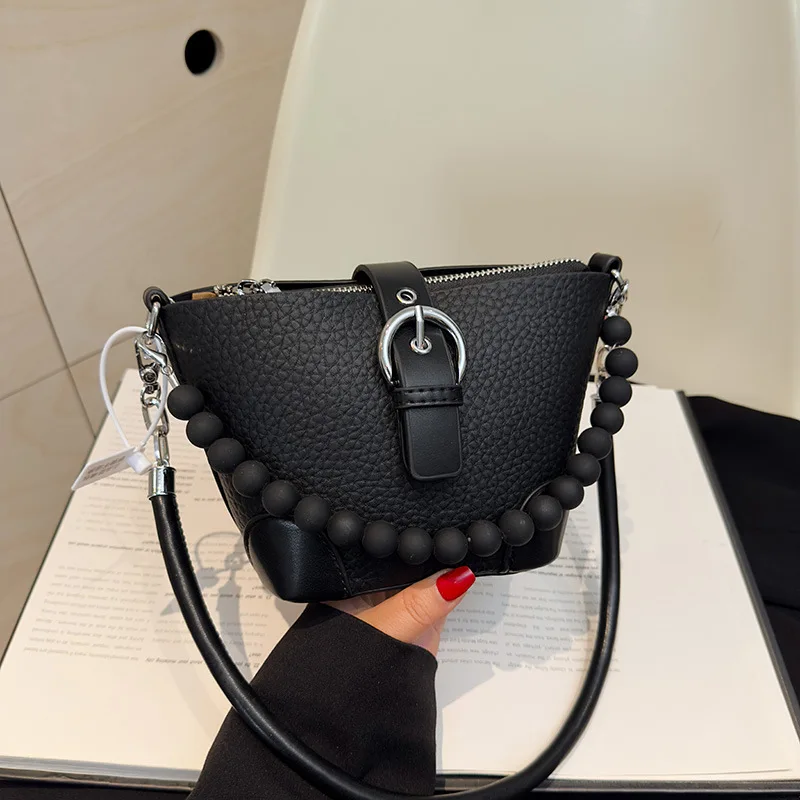 

2025 Spring Bucket Bag Womens Minimalist Shoulder Purse Textured Crossbody Tote Versatile Fashion Handbag