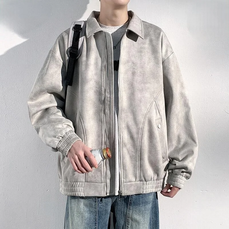 

Jacket Man Original Casual Coats Mens Stylish Baggy Heated Leather Waxed Biker Motorcyclist Racing Black Night Life Collar Style