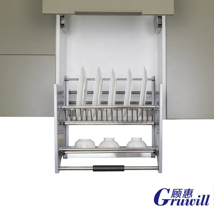 المبيعات الساخنة رفع درج خزانة سحب أسفل المطبخ سلة التخزين رفوف سلك المصعد لتنظيم فعال #4