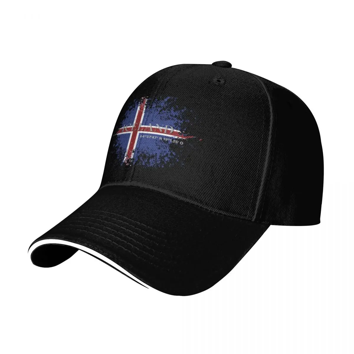 Iceland vintage grunge flag Baseball Cap Streetwear Hip Hop Trendy Vintage Retro Embroidered Lightweight Packable