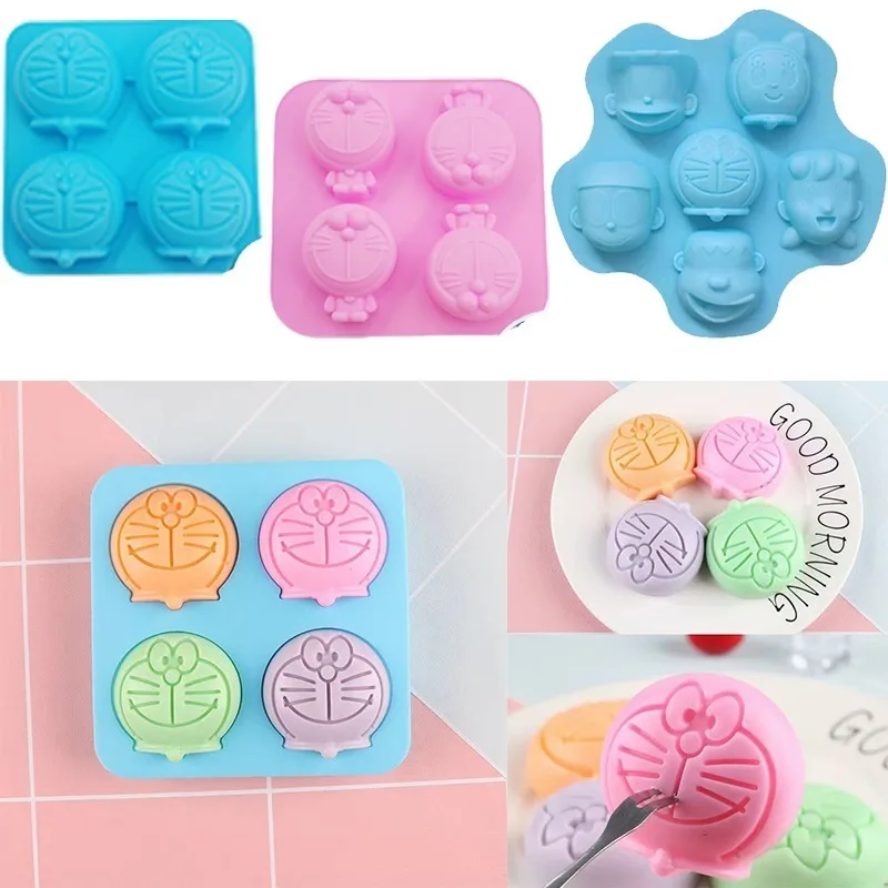 4pcs Doraemon Cake Mold Anime Character Avatar Children's Handmade Baking Biscuit Cake Baking Chocolate Mold Accessories Gifts