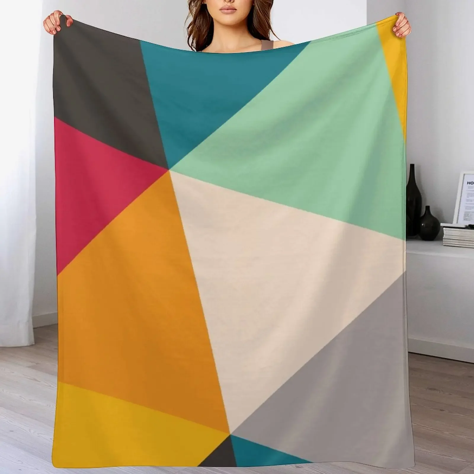 

Colourful Geometric Triangles (2012) Throw Blanket Luxury Designer Sofa Quilt Sofa for winter Blankets