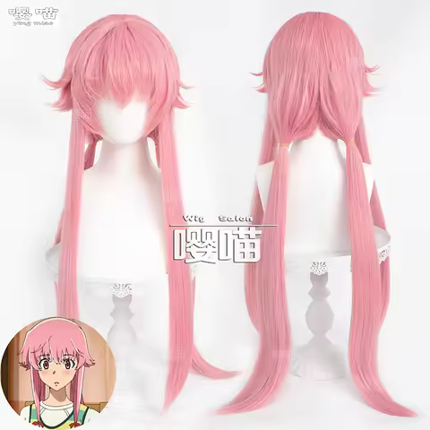 Yuno Gasai Cosplay Wig Anime Future Diary 90CM Pink Heat Resistant Synthetic Wig Anime Role Play Gasai Yuno Wigs Halloween Party