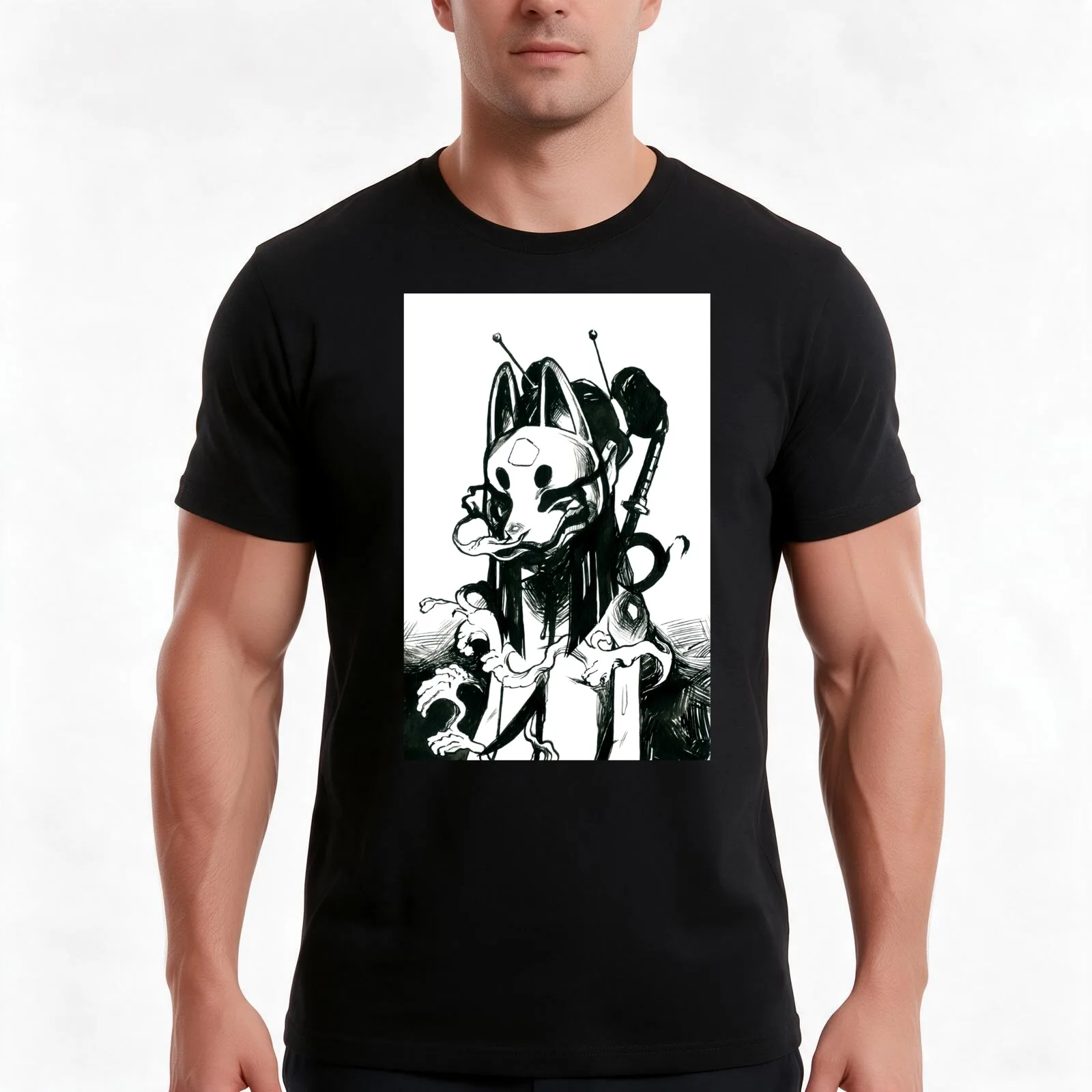 Inktober 4 - Impaled T-Shirt, Summer Casual Cotton Tee, Oversized Streetwear Tops, Vintage Graphic Print, Loose Fit Short Sleeve