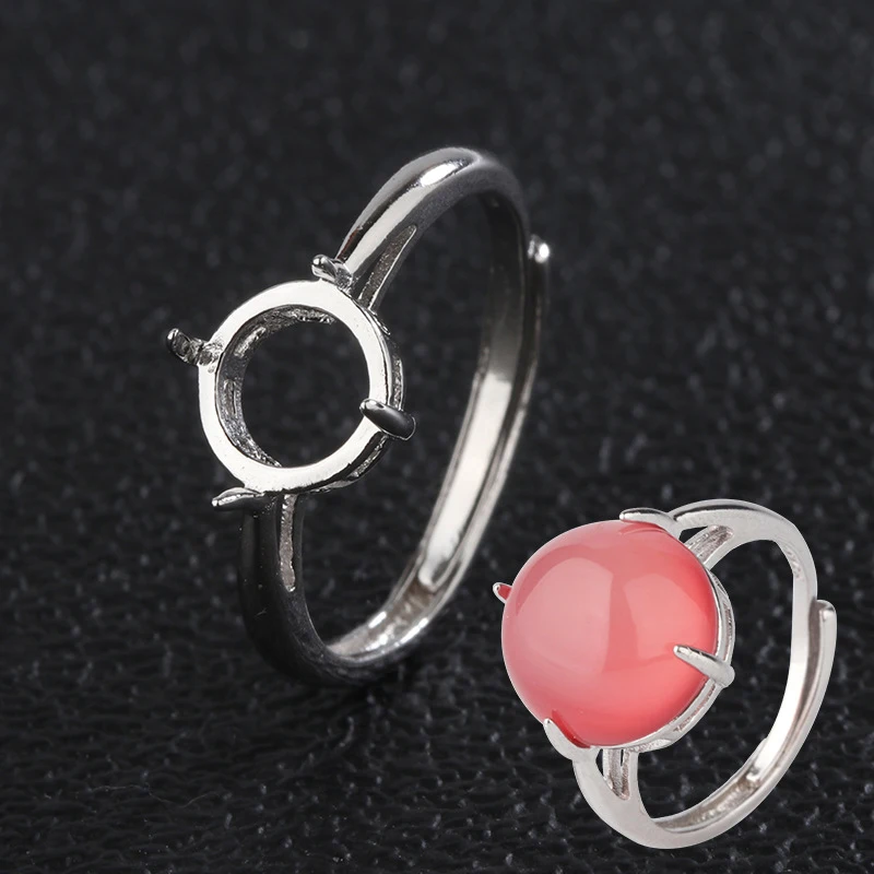 Silver Color Adjustable Blank Ring Base Fit Glass Cabochons Cameo Setting For DIY Ring Jewelry Making Accessories
