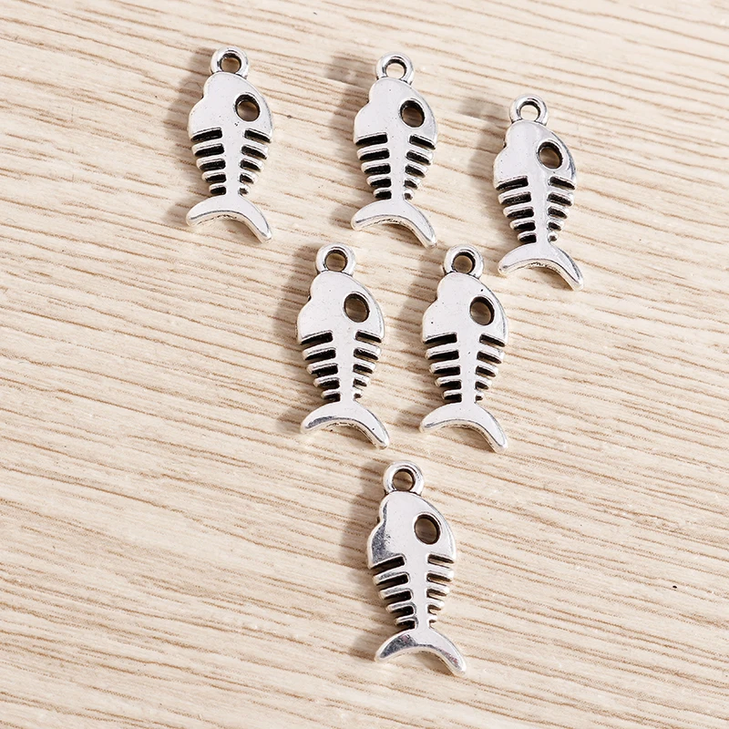 30 Stück 7x17mm Niedliche Legierungs-Fischgräten-Anhänger für die Herstellung von Ohrringen, Anhängern, Halsketten, DIY Handgemachten Armbändern und Schmuckzubehör – Detail 6