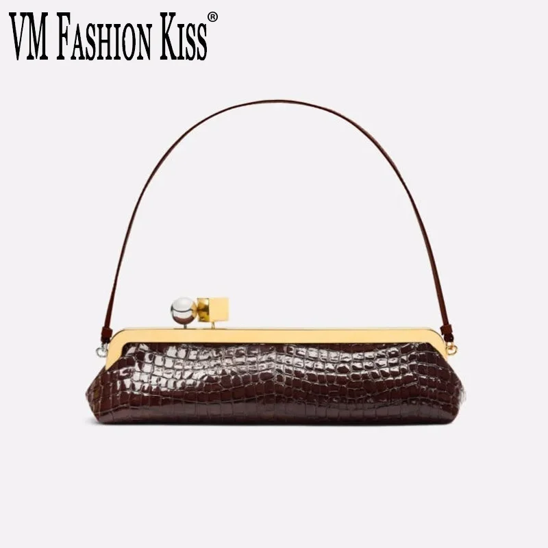 

Женский длинный клатч подмышки со съемным плечевым ремнем, модная вечерняя сумка, роскошная дизайнерская сумка с зажимом, кошельки для женщин