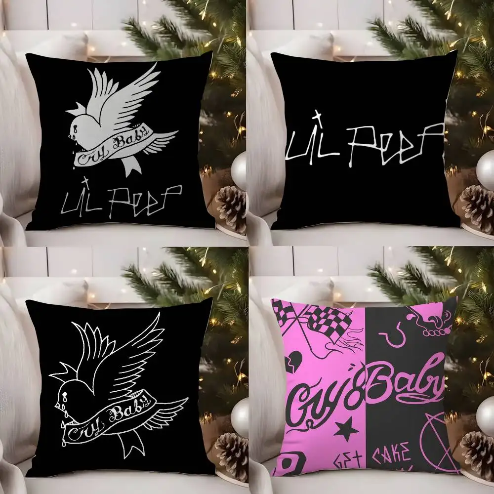 

L-Lil Peep H-Hell Boy Pillow Case Office Sofa Dorm Chair Back Short Plush Double-sided Printing Home Cushion Cover