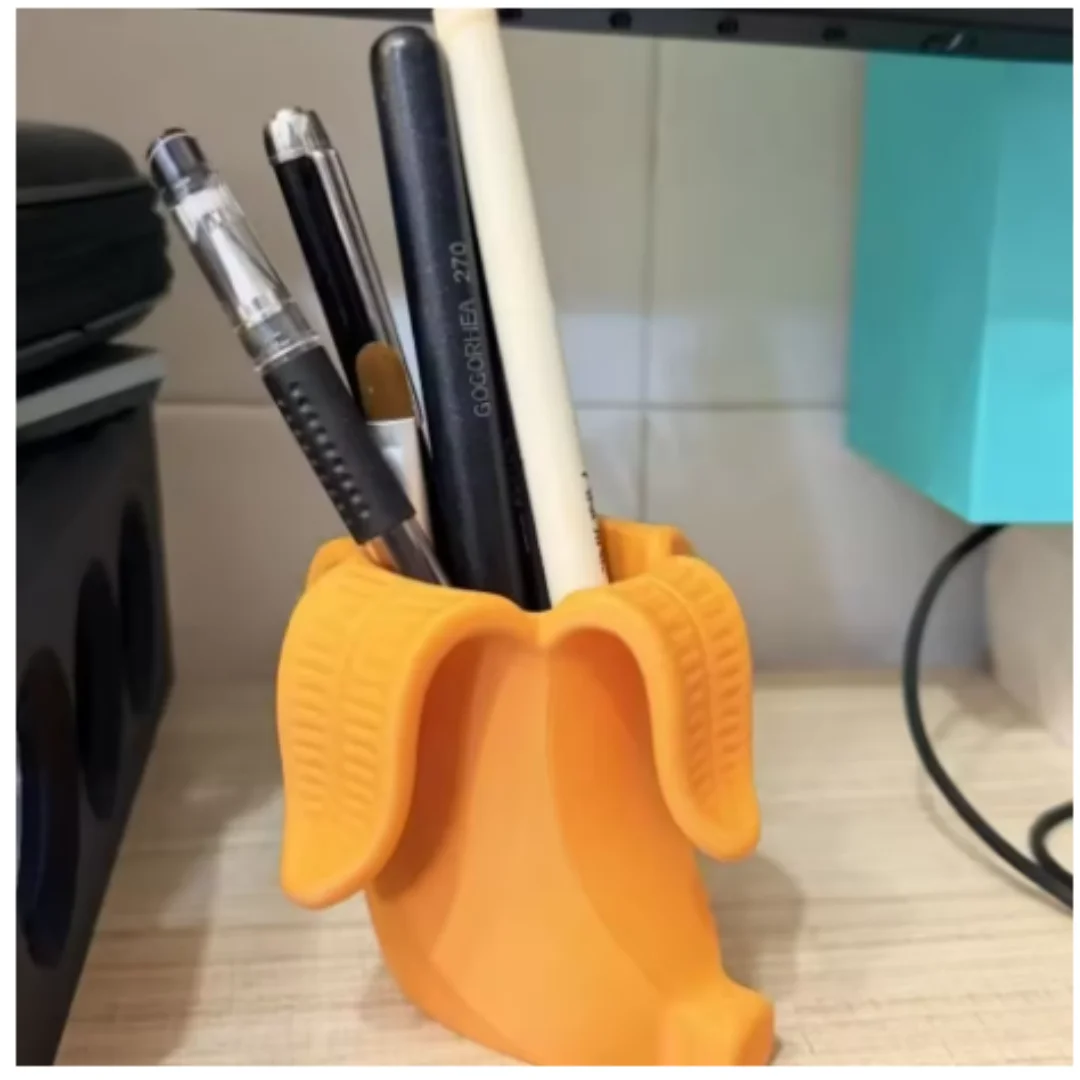 Banana Shaped Pen Holder Cute Creative Fruit Desktop Stationery Organizer Makeup Brush Cup For Office Study Home Desk Decor Gift