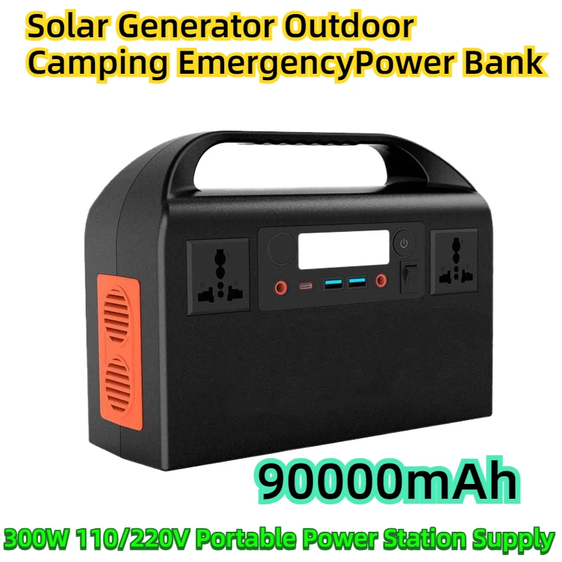 

90000mAh Solar Generator Outdoor Camping Emergency Auxiliary Battery Pack Power Bank 300W 110/220V Portable Power Station Supply