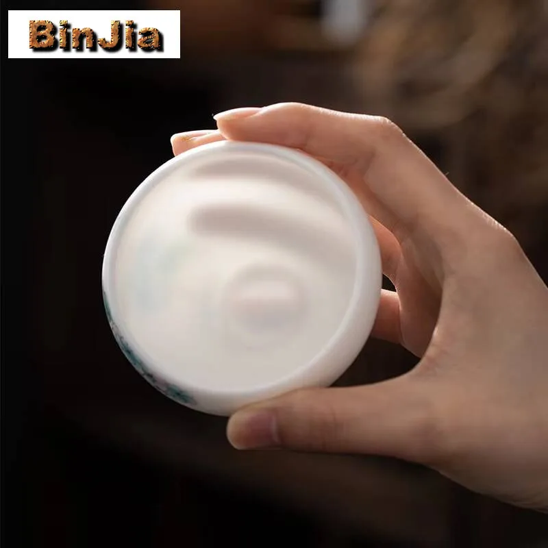 الأغنام الدهون اليشم الأبيض الخزف فنجان الشاي اليدوية مسامية المحمصة براد شاي الشخصية ماستر كوب التأمل أكواب الكونغ فو Teaware هدية